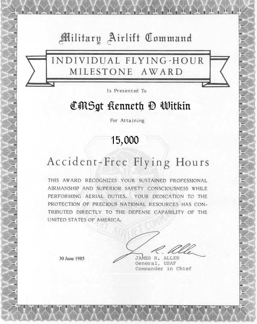Flying Hours Certificate