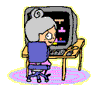Animated Grandma At Computer Graphic